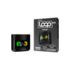 STLTH LOOP MAX Closed Pod Device Kit with black battery – image shows the sleek device featuring a large LED screen, 1000mAh rechargeable battery, USB-C charging, and button for mode switching; compatible only with STLTH LOOP MAX Pods.