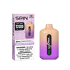 spin vape strawberry ice flavour packaging and device on white background